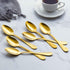 Gold Dinner Spoon Set, Seeshine 7.6-inch Stainless Steel Shiny Gold Table Spoon Silverware, Set of 6...