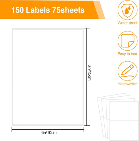 150 Pcs Labels for Storage Bins, 6 X 4 Inch Removable Labels for Storage Bins, Tear Resistant No Residue Storage Bin Labels, Matte White Blank Box...