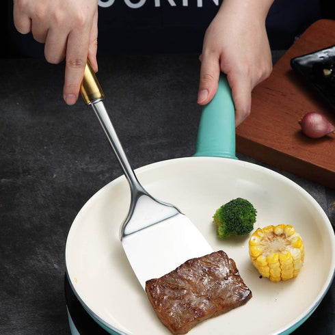 Berglander Spatula, Stainless Steel Gold Handle Solid Turner, Golden Handle Kitchen Spatulas Titanium Plating, Cooking Spatula, Spatula For Cookin...