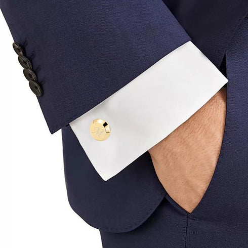 GWD Cufflinks for Men Stainless Steel Golden Initial Cuff Links Alphabet Letter A-Z Groom Father Gift...