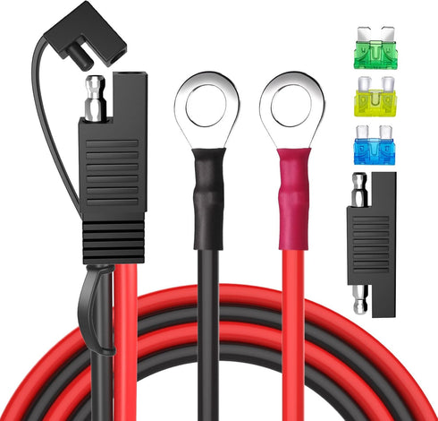 Goupchn SAE Battery Connector, SAE to O Ring Terminal Harness 10AWG 2Pin Quick Disconnect SAE Battery Extension Cable with SAE RP Adapter, 15A/20A...