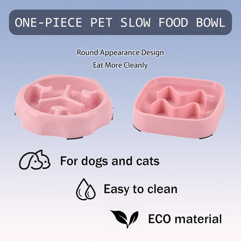 2 PACK Slow Feeder Dog Bowls Small Breed, Pink Silicone Dog Bowl, Silicone Slow Feeder Dog Bowls to Slow Down Pets' Eating Speed for Medium Small ...