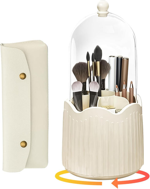 BigKing Makeup Brush Holder with Lid, Brush Holder Makeup Organizer,360 Rotating Dustproof Makeup Brushes Organizer for Vanity Desktop Bathroom Co...