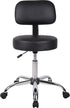 Boss Office Products Be Well Medical Spa Stool with Back in Vinyl, Black...