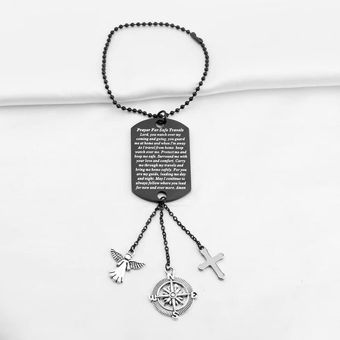 AKTAP Guardian Angel Car Pendant Prayer for Safe Travels Car Interior Car Rear View Mirror Hanging Vehicle Interior Gift for Divers (Safe Travels ...