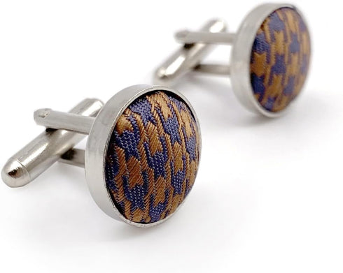 S&W SHLAX&WING Houndstooth Khaki Rose Beige Grey Matching Cufflinks...