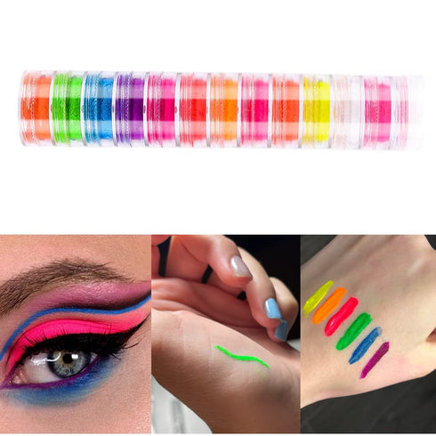 Major Dijit Neon Phosphor Pigment Powder Set Fluorescent Nail Glitter Eye Powder Manicure Decoration Nail Art Dust Pigment Paillettes (C)...