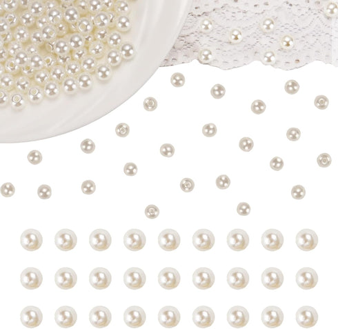 Lemonkey 200Pcs 6mm Pearl Beads Cute ABS Imitation Pearl Beads Loose White Aesthetic Beads for Bracelets Jewelry Making Necklace Earrings Accessor...