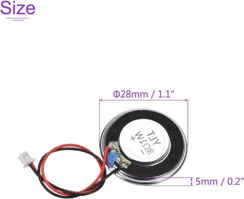 DMiotech 1W 8 Ohm 28mm Diameter DIY Magnetic Speaker Round Type Internal Replacement Loudspeaker with PH2.0/1.25mm-2P Terminal Line for Electronic...