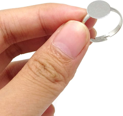 Honbay 20PCS Adjustable Blank Rings with 10mm Flat Bases Jewelry Making Supplies...