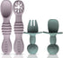 4pc Silicone Baby Spoons Self Feeding Baby Utensils 6-12 Months - 3 Baby Spoon - 1 Baby Fork - Toddler Cutlery Set - BPA Free, Dishwasher Safe, Ba...