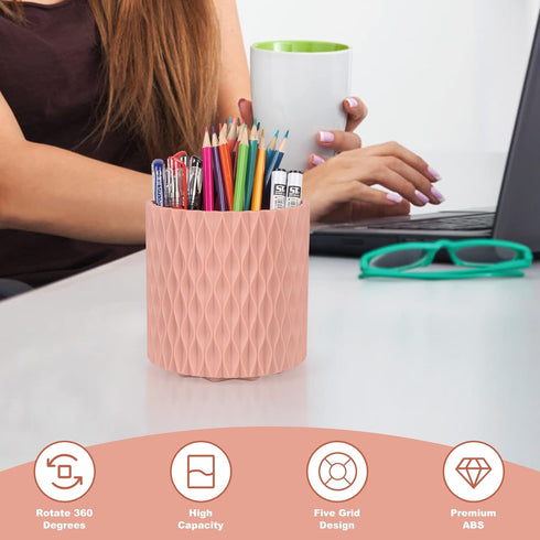 Makeup Brush Holder Organizer -360° Rotating Multi-Functional Pen Holder for Desk,Multi-Purpose Desktop Stationary Organizer,Storage Cup for Lipst...