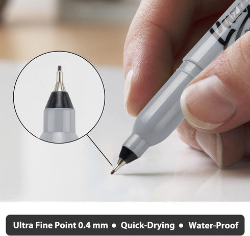 Ultra Fine Permanent Marker Bulk, 32 Pack Ultra Fine Point Black Permanent Marker set, Felt Tip Pens Works on Plastic, Wood, Stone, Metal and Glas...