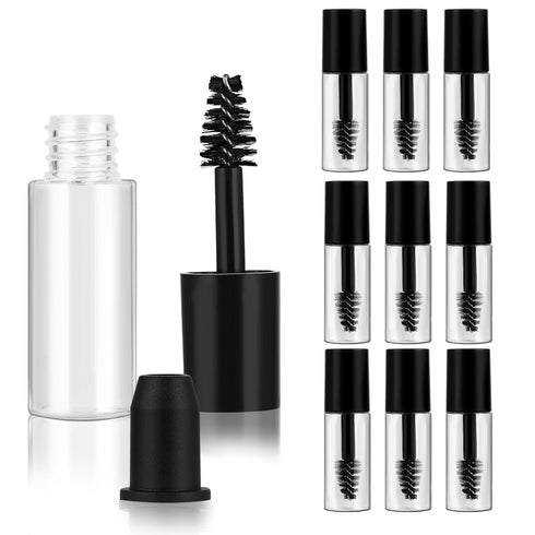 10 PCS Empty Mini 3ml Mascara Tubes, Mini Eyelash Cream Container Bottle with Eyelash Wand Rubber Inserts, Empty Mascara Tube Kit for DIY Mascara ...