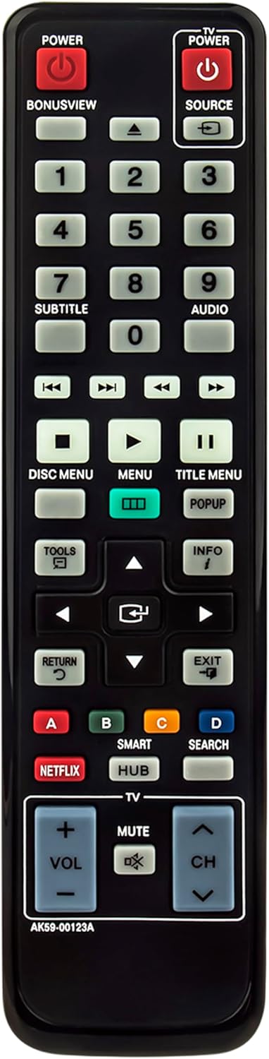 New AK59-00123A Replace Remote fit for Samsung Blu-Ray Disc DVD Player BD-D5490 BD-D5490/ZC BD-D5490/ZC BD-D5500 BD-D5500/ZA BD-D5500/ZC BD-D5500/...