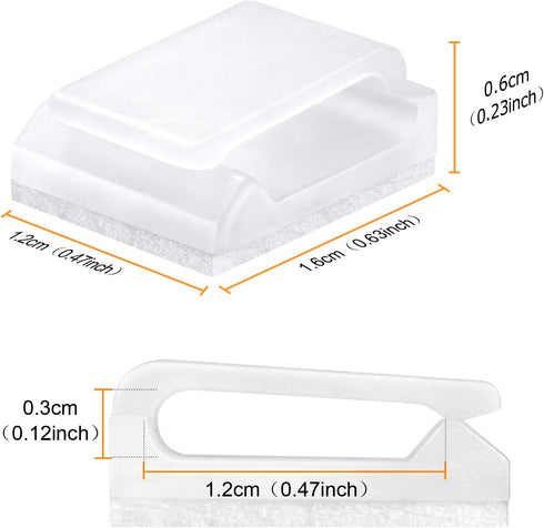 Cable Tidy Management Self Adhesive Cable Clips,100Pack Clamps Fix Led Light Clips (for 10mm(3/8") Wide Strip Light)...