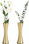 Vixdonos 6.7 inch Brass-Toned Metal Vase Small Flower Vase Set of 2 Modern Decorative Vase for Home Decor, Wedding or Gift(Gold)...