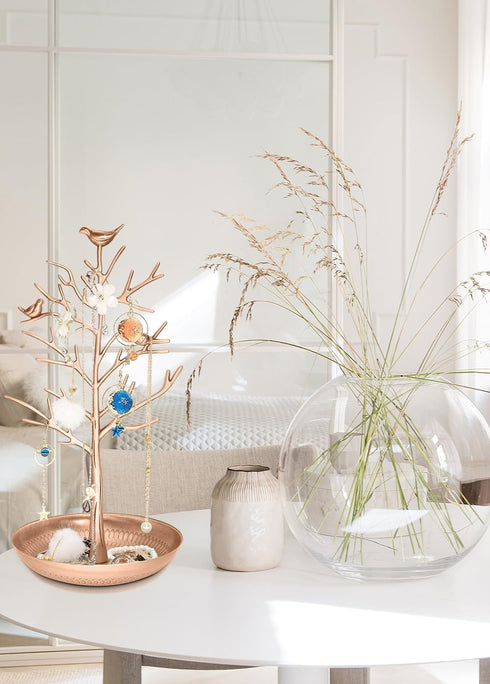 INVIKTUS Silver Birds Tree Jewelry Stand Display Earring Necklace Holder Organizer Rack Tower...