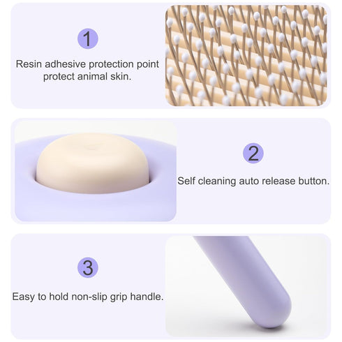 Pet Hair Cleaner Brush?Cat Brush with Release Button?Cat Grooming Long Short Cats Dogs Massage Brushes?Cat for Shedding Dandruff Comb(Purple)...