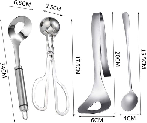 4 Pcs Meatball Spoon Set Meatball Making Tool Non-Stick Meatball Maker Meatball Scoops with Long Handle for Kitchen DIY Cooking...