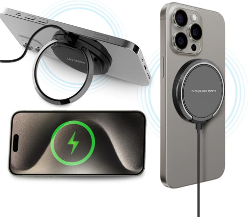 Wireless Charger with Fast Charging Capability,Compatible with iPhone and Samsung Galaxy S24, Google Pixel 8 | iPhone Charger Pad with Finger Ring...