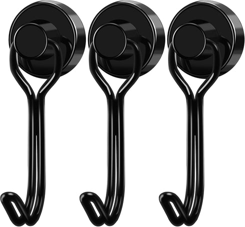 LOVIMAG Black Magnet Hooks, 25LBS Swivel Magnetic Hooks for Hanging, Strong Magnetic Hooks for Cruise Cabins,locker accessories, Refrigerator, Fri...