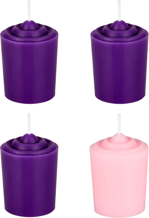 Mega Candles 4 pcs Unscented Christmas Advent Candles Set, Hand Poured Premium Wax Votive Candle 15 Hours 1.5 Inch x 2.25 Inch, Holidays, Celebrat...