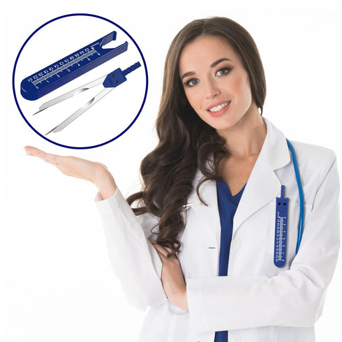 EKG Caliper ECG Calipers Measuring Tool with Ruler Electrocardiogram Drafting Divider for Nursing (Blue, 4 Pieces)...