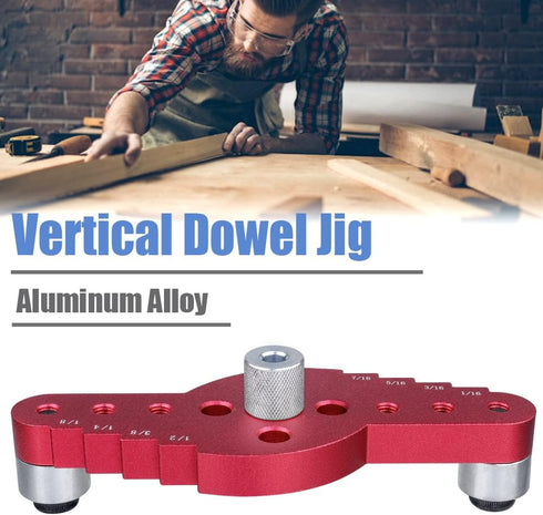 Mesee Vertical Pocket Hole Drilling Jig, 2-In-1 Woodworking Dowelling Jig Locator with Scriber Wood Dowel Drill Guide Puncher Positioner Tools for...