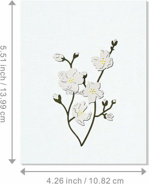 Pear Blossom Plant Metal Cutting Dies for Card Making, Paper Embossing Die Cuts Kit Templates, Storage Pockets Supplies, Photo Frame Album DIY Scr...