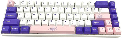 kutethy PBT Keycaps 5-Faced Dye-subbed Keycaps Set ANSI ISO Layout Compatible GK61 64 68 84 87 104 108 Mechanical Keyboards (Purple & White)...