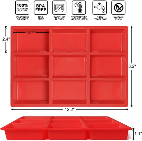 Walfos Silicone Mini Loaf Pans, Non-Stick Mini Bread Pans, 9 Cavities Silicone Bread Baking Mold, Perfect for Mini Loaf, Cake, Bread and Meatloaf,...