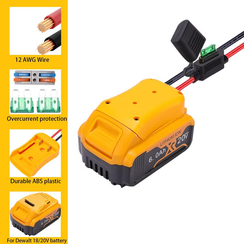 Power Wheel Adapter for Dewalt 20V Battery Power Tool Battery Converters Lithium Battery Power Wheels Battery Adapter for Dewalt with Fuse Battery...