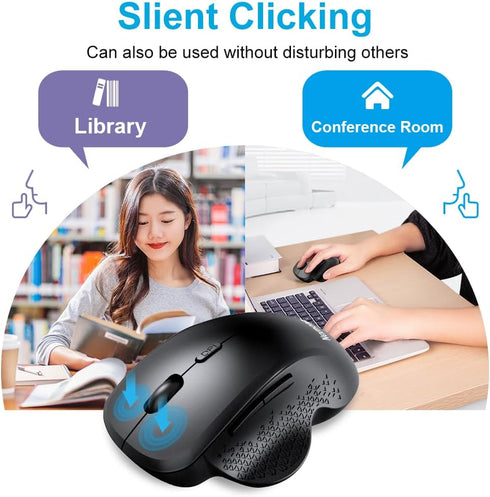 Bluetooth Mouse, Wireless Mouse, Ergonomic Mouse, 2.4GHz with USB Receiver, 1600 DPI Optical Tracking, Quiet Clicks, Computer Mouse for Laptop, PC...