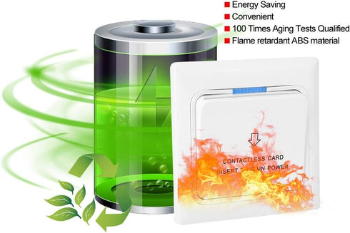 Power Card Sensor Hotel Power Card, Hotel Energy Saving Switch Light Switch Key Plate Extender 3.4x3.4in 100 Times Aging Tests Qualified White For...