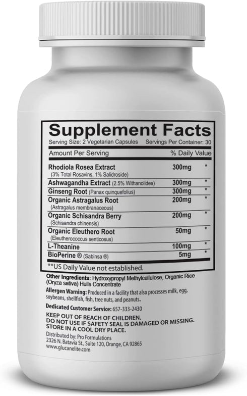 Adaptogen Elite - Synergistic Blend - 60 vcaps - Balances Cortisol & Natural Energy - Enhanced with Rhodiola, Ashwagandha, Astragalus, Schisandra,...