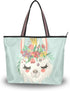 Shoulder Bag Cute Llama Flower Printing Handbag Totes Purses for Women...