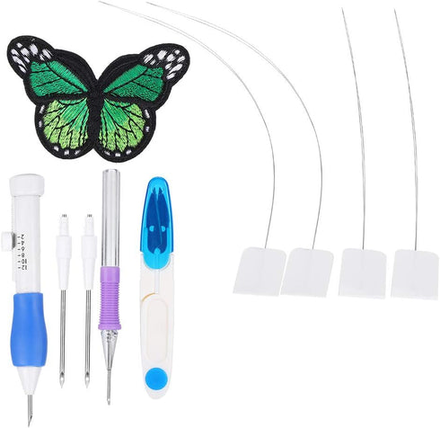Embroidery Punch Needle Kit with Case, Magic Embroidery Pen DIY Craft for Embroidery Threaders DIY Sewing - C...