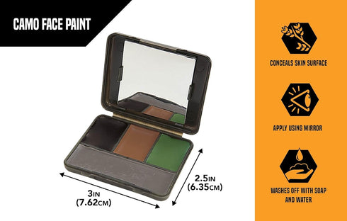 Allen Company - Camo Face Paint Set, Stick and Liquid (Black, Brown, Olive / Grey)...