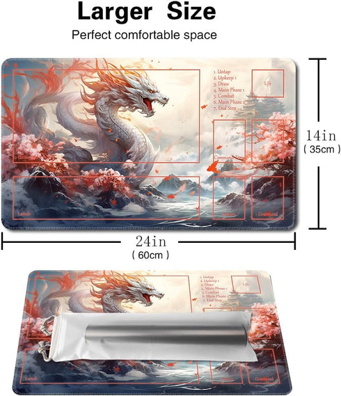 MTG Playmat Size 24x14in Free Storage Bags Non-Slip Backing Printing, Ideal for Card Game Enthusiasts TCG Playmat Mouse Pad (Guardian,with Zone)...