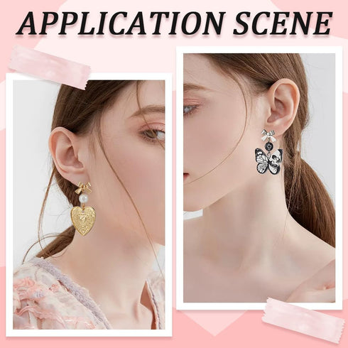 1 Box 50Pcs Bow Earring Post Bow Stud Earring Post Gold Brass Real 18k Gold Plated Earring Stud with Ear Nuts Bowknot Stud Earring Findings for Je...