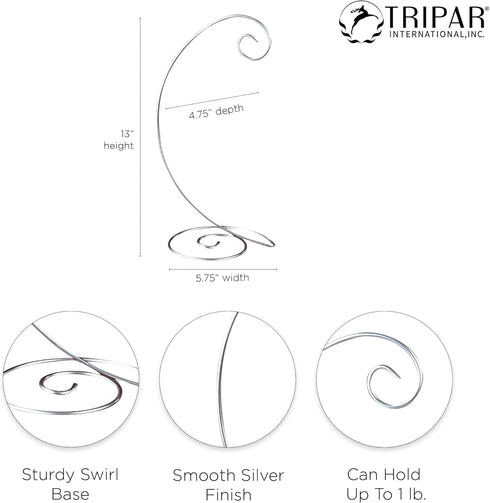 TRIPAR 13” Silver Spiral Bottom Ornament Display Stand for Home, Wedding Decoration, Holidays...