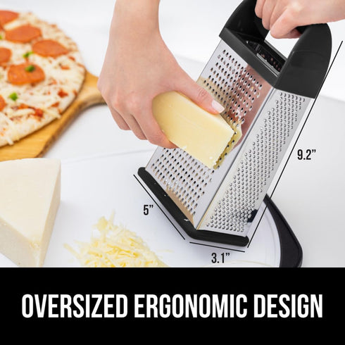 GORILLA GRIP XL 4-Sided Cheese Grater With Container, 100% BPA-Free Stainless Steel Box Graters, Parmesan Shredder, Grate Cheeses, Shred Veggies, ...