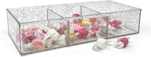 Isaac Jacobs Large 3-Compartment Acrylic Stackable Organizer (12.9" L x 5" W x 2.7" H), Multi-Sectional Tray & Storage Solution for Makeup, Craft ...