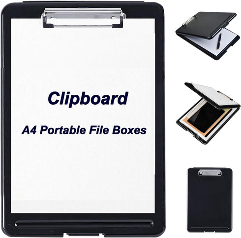 Lemical A4 Portable File Boxes Storage Clipboard Hanging Magazine File Organizer A4 Clipboard File Folder Organizer with Bottom Opening Office Cli...