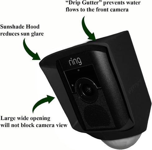 Silicone Skin Case Cover Compatible with Ring Floodlight Camera - Sun Glare, UV & Weather Protection Skins Cover - Black...