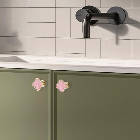 6 pcs Clover Knobs Four-Leaf Clover HandlesCabinet Knobs Pulls Dresser Knobs Drawer Pull Handles for Cupboard Drawer Pulls Door Knobs (Pink)...