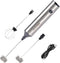 Kitchen Milk Frother With 2 Heads, USB C Fast Charging Handheld 3-Speed Latte Frother - Home Coffee Blender, Matcha, Hot Chocolate, Cappuccino, Cr...