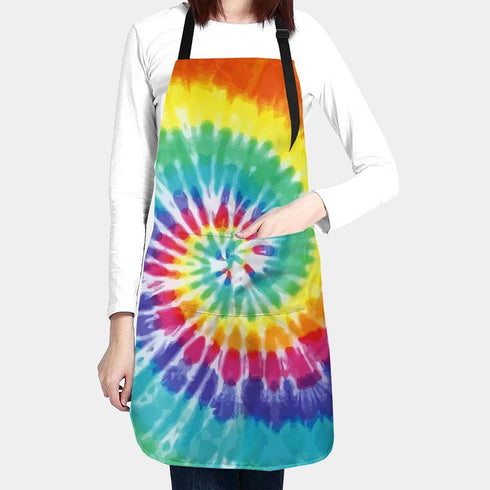 Tie Dye Adjustable Bib Apron Waterdrop Resistant with Pockets Cooking Kitchen Aprons for Women Men Chef (33 x 28 Inches)...