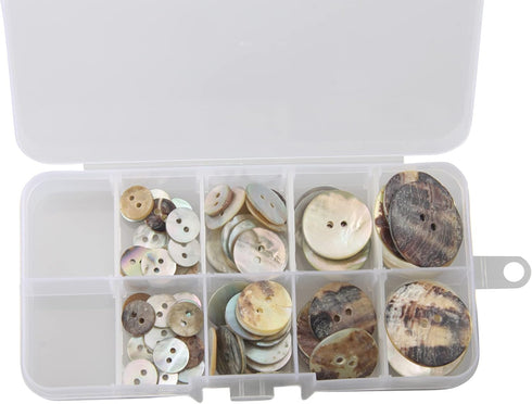 1 Boxe 110pcs Mixed Sizes Natural Pearl White 2 Hole Shell Button Round Sewing Button for DIY Craft Sweater Shirt Clothing...